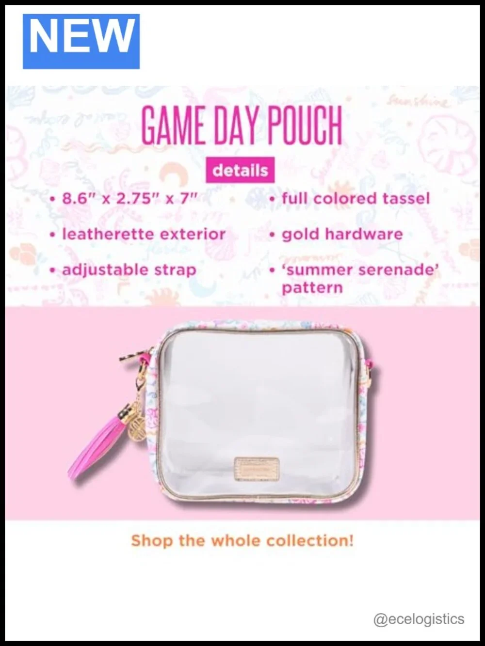 Clear Stadium Approved Crossbody Bag with Adjustable Strap